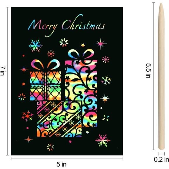 Scratch Rainbow Art Paper Set - 50Pcs Magic Scratch Off Art Craft Supplies Kits - Picture 2 of 7